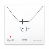 large sideways cross necklace, charcoal