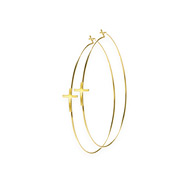 faith gold dipped cross hoop earrings