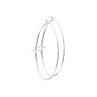 hoop cross earrings, sterling silver