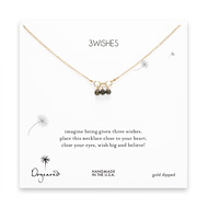 3 wishes pyrite gem necklace on gold dipped chain