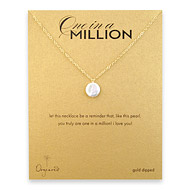 gold dipped one in a million necklace with white round pearl