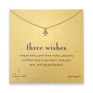 three wishes gold dipped necklace with silver pearls