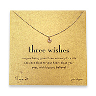 three wishes gold dipped necklace with pink pearls