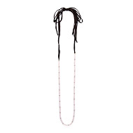 100 good wishes rose quartz necklace with chocolate silk tie - 72 inch