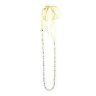 100 good wishes mother of pearl necklace with ivory silk tie - 72 inch