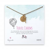 travel charms necklace, brass -18 inches
