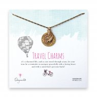 travel charms necklace, brass -24 inches