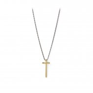 charmed necklace, large cross on charcoal silver chain