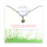 gold  dipped what a wonderful world necklace on moss waxed cotton