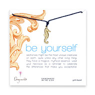gold dipped be yourself necklace on navy waxed cotton - 24 inch