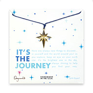 gold dipped it's the journey necklace on navy waxed cotton