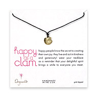 gold dipped happy as a clam necklace on chocolate waxed cotton