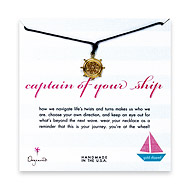 gold dipped captain of your ship necklace on black waxed cotton - 24 inch