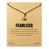 gold dipped fearless horse head on black waxed cotton