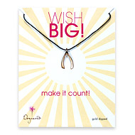 gold dipped wish big necklace on black waxed cotton