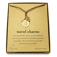 travel charms gold dipped chocolate hemp necklace