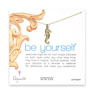 gold dipped be yourself necklace with seahorse charm