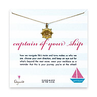 gold dipped captain of your ship necklace with nautical wheel charm