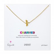 big dragonfly necklace, gold dipped