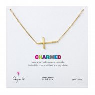 charmed large basic cross necklace, gold dipped