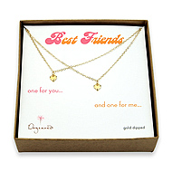 best friends gold dipped cupid hearts set of 2 necklaces - 18 inch