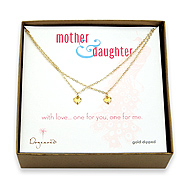 mother and daughter gold dipped cupid hearts set of 2 necklaces - 18 inch