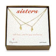 sisters gold dipped angel wings set of 2 necklaces - 18 inch