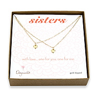 sisters gold dipped cupid hearts set of 2 necklaces - 18 inch