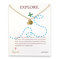 gold dipped explore necklace with compass and world charm