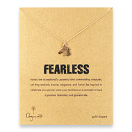 gold dipped fearless necklace with horse head charm