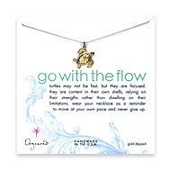 gold dipped go with the flow necklace with turtle charm