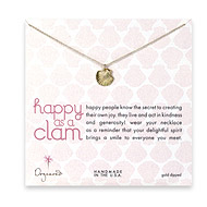 gold dipped happy as a clam necklace with clamshell charm