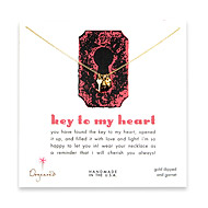 gold dipped key to my heart necklace with heart key, stone heart and garnet bead