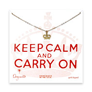 gold dipped keep calm carry on necklace with heart crown charm