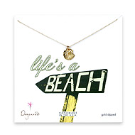gold dipped life's a beach necklace with clamshell and starfish