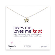 gold dipped loves me, loves me knot necklace with bow charm