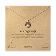 new beginnings lotus disc necklace, gold dipped - 18 inch