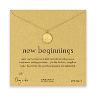 gold dipped new beginnings lotus disc necklace - 18 inch