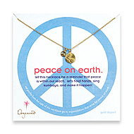 gold dipped peace on earth necklace with earth charm and peace sign - 18 inch