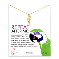 gold dipped repeat after me necklace with large parrot charm