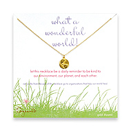gold dipped what a wonderful world necklace with earth charm-18 inch