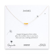 3 wishes gold dipped stardust bead necklace on sterling silver chain