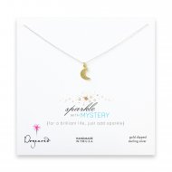 sparkle moon necklace with gold dipped charm on sterling silver chain