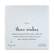 three wishes gold dipped stardust bead necklace on sterling silver chain