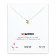 anchor necklace with rose gold bead on silver chain