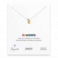 moon necklace with rose gold bead on silver chain