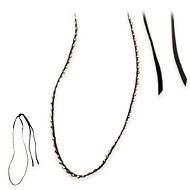 100 good wishes navy irish linen necklace with brass beads - 60 inches