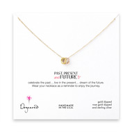 past, present, future mixed metal triple ring necklace, gold dipped