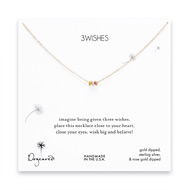3 wishes mixed stardust bead necklace on gold dipped chain