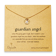small guardian angel gold dipped on tiny ball chain necklace